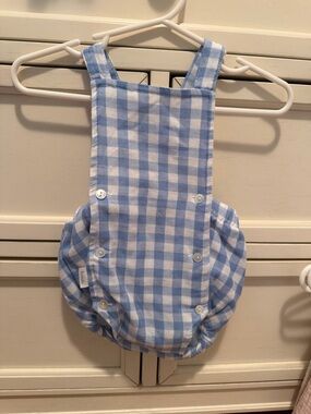 Classic Blue Gingham Kids One-Piece Romper